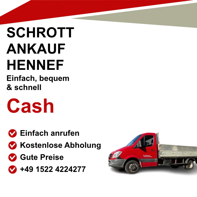 Schrottankauf Hennef – Ihr zuverlässiger Partner für Altmetall Sie möchten Ihren Schrott loswerden und dabei noch einen fairen Preis erzielen? Unser Schrottankauf in Hennef (Sieg) bietet Ihnen eine unkomplizierte Lösung! Wir kaufen Altmetalle wie Kupfer, Messing, Kabelschrott und vieles mehr.